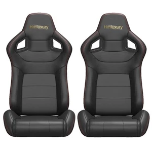 2Pcs Universal Racing Seats for Ford, PVC Racing Bucket Style w/ Dual Sliders - Picture 1 of 9