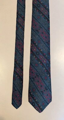 Vtg Liberty of London Ancient Madder Silk Tie Dark Teal Green w/ Baroque Print - Image 1 of 4
