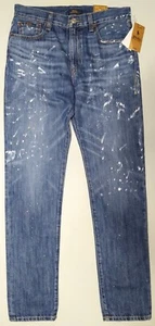 Polo Ralph Lauren Boys Size 18 The Sullivan Slim, Paint Splatter Blue Jeans, NWT - Picture 1 of 5