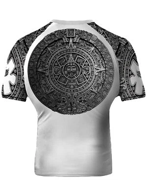 Raven Fightwear Men's Aztec Ranked Jiu Jitsu BJJ Rash Guard Short Sleeve MMA Whi - Image 1 of 3