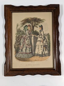 Vintage Large La Mode Illustree Gilquin Fils Imp Paris Hand Colored Print - Picture 1 of 10