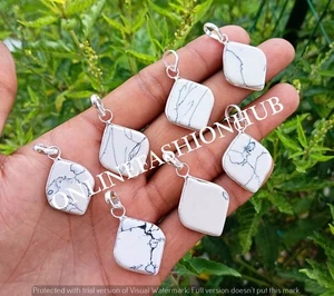 Gift Her Howlite Gemstone 925 Sterling Silver Plated Wholesale Bezel Pendant - Picture 1 of 3