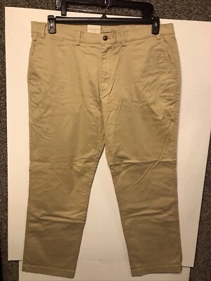 Calça masculina cáqui cabeça de pato 40x30 bolsos frontais areia ajuste fino nova com etiquetas (escola dourada) - Imagem 1 de 4