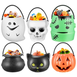 12PCS Bucket Party Favors Halloween Candy Pail Treat Candy Pail Plastic Pumpkins - Picture 1 of 12