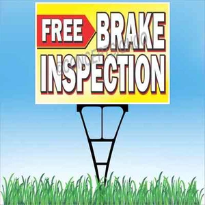 18"x24" INSPECCIÓN DE FRENOS GRATUITA Letrero de patio exterior y estaca revisión de aceras reparaciones - Imagen 1 de 2