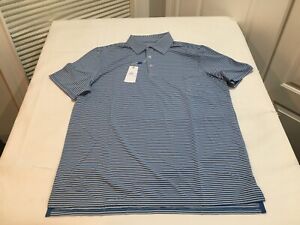 NWT $108.00 Southern Tide Mens Meadowbrook Striped Polo Grey / Blue Size XL