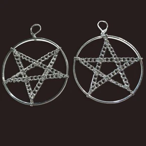 PENDIENTES ARO CADENA PENTAGRAMA pentáculo metal gótico oculto grunge punk S2 - Imagen 1 de 3