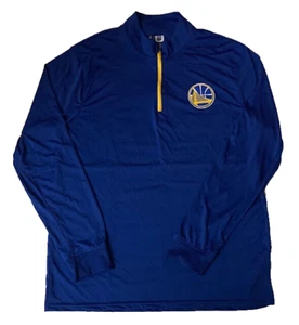 Golden State Warriors Pullover Quarter Zip Mens XL Blue & Yellow Polyester - Picture 1 of 14