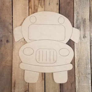 Schulanfang Bus Vorderansicht, gelbe Busform Holz überstreichbar, Malen nach Zeile - Bild 1 von 1