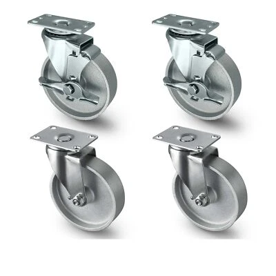 SYRANTION 5 inch Industrial Casters- Semi Steel Cast Iron Swivel CastersCapacity500-2000LB