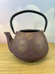 Japanese Teapot Cast Iron Plum & Bronze Blossom Floral - No Lid or Inner Basket - Picture 1 of 9