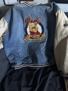 Vintage Disney Winnie The Pooh Varsity Denim Jean Jacket X-large Read Descrip - Picture 1 of 9