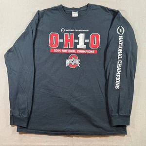 Maglietta Ohio State National Champions uomo XL nera 2014 Gildan manica lunga maglietta - Foto 1 di 8