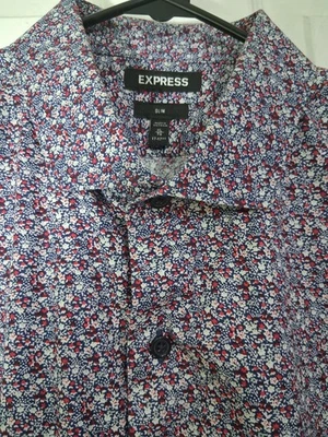 Express Mens Slim Dress Shirt Floral Long Sleeve 100% Cotton  - Image 1 of 3