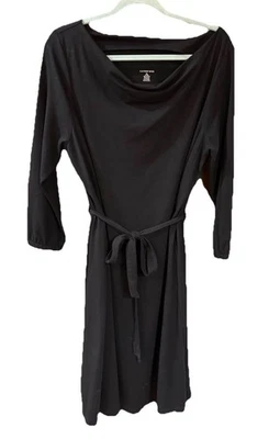 Vestido LANDS’ END Negro Manga Larga Jersey Capucha Cuello Corbata Cintura XL (18-20) Foto 1 de 4