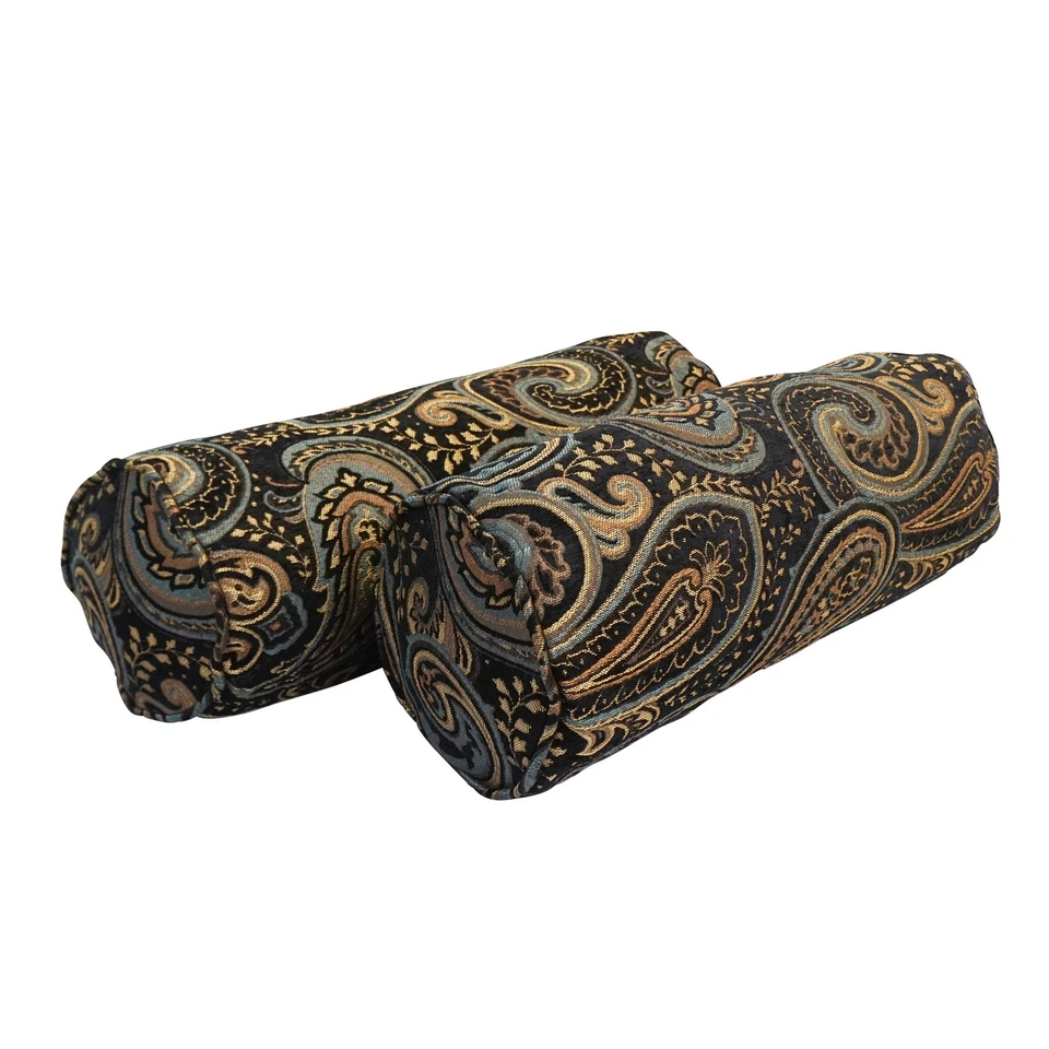 Almohada acolchada de chenilla jacquard con cordón, 20" x 8", cachemira negra, 2 unidades Foto 1 de 1