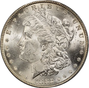 1882 P Morgan Silver Dollar $1 Brilliant Uncirculated BU 90% Silver - Picture 1 of 3