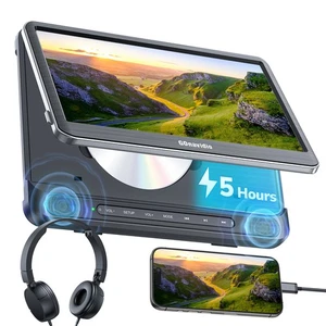 12" Tragbarer Auto DVD Player HD Bildschirm Monitor TV USB/SD Akku HDMI + Headsets - Bild 1 von 15