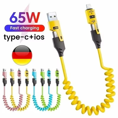4 in 1 Schnellladekabel USB C A-C Kabel für iPhone Samsung Handy Auto Ladekabel - Bild 1 von 4