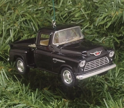 1955 Chevy 3100 Truck Ornament Christmas Gift Chevrolet Stepside Pickup 5" Black - Image 1 of 4