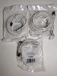 3pack- Belkin A3L980-15-WHT-S 15ft CAT6 Ethernet Patch Cable RJ45 M/M White - Afbeelding 1 van 1