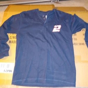 Vintage Rusty Wallace Nascar Henley Black Tee Youth Kids T-Shirt XL 16-18 L/S - Picture 1 of 4