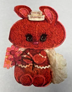 Tarjeta de San Valentín con sello vintage ¿Conejo conejito gato? 5 1/2 pulgadas - Imagen 1 de 4