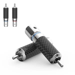 Audiocrast Rhodium plated Carbon Fiber RCA Plug Connector Screw Locking Connect - Picture 1 of 11