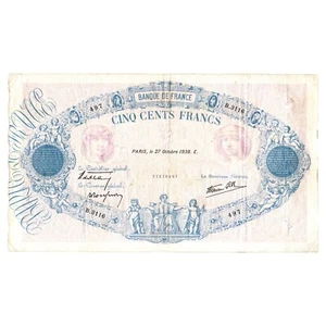 France - billet 500 francs Bleu et Rose - 1938 - B.3116 - TTB+ - F.31.21 - Imagen 1 de 2