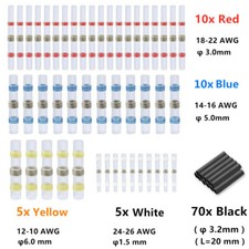 100Pcs Waterproof Solder Seal Heat Shrink Sleeve Wire Butt Terminals Connectors