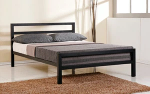 DOUBLE City Block Black Metal Bed Frame Durable Modern Style DOUBLE 4'6'' Size   - Picture 1 of 3