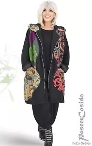 LAGENLOOK Italy Boucle-Mantel Jacke schwarz 44 46 48 50 52 54 L-XL-XXL-XXXL - Bild 1 von 9