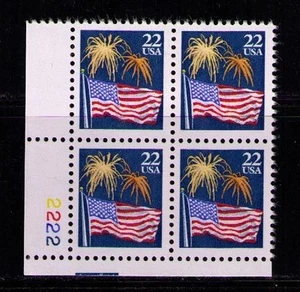 US USA Sc# 2276 MNH FVF PLATE # BLOCK Flag Stars & Stripes Fireworks - Picture 1 of 1