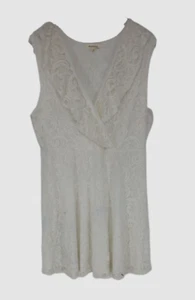 $185 Monteau Women's White Sleeveless V-Neck Floral Lace Mini Dress Plus Size 2X - Picture 1 of 2