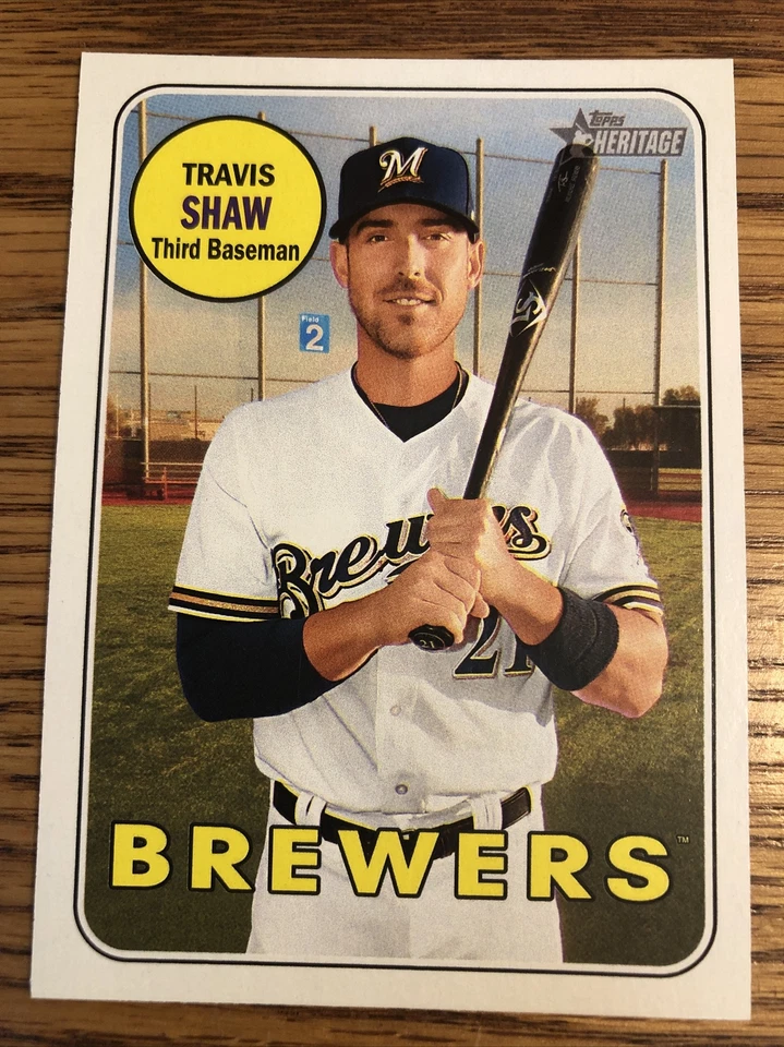 Travis Shaw 2018 Topps Heritage Brewers #204   *5900* - Image 1 of 1