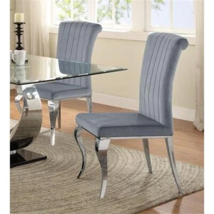 Coaster Manessier Upholstered Dining Side Chair in Gray and Chrome (Set of 4) - Picture 1 of 2
