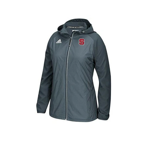 NC State Wolfpack NCAA Adidas Women's  Onix Grey Modern Varsity Woven Jacket Cover