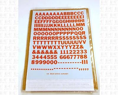 Virnex HO Decals Orange 3/8 Inches Bold Gothic Letter Set 2065 Alphabet - Image 1 of 2