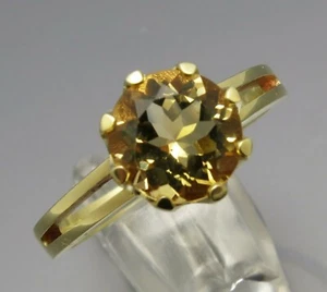 MATURE DESIGN - FINE CITRINE SOLITAIRE RING - FROM OWN GOLDSMITH - 585 GOLD - Picture 1 of 7