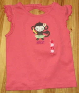Gymboree  Size 4 NWT Girls Cap Sleeves Coral Tee Shirt Silly Monkey - Picture 1 of 3