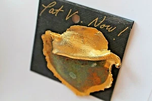 PAT V. NOW! SIGNED GOLDTONE MULTI COLOR MODERNIST PIN 2 1/4 X 2 1/2" ON CARD - Picture 1 of 4