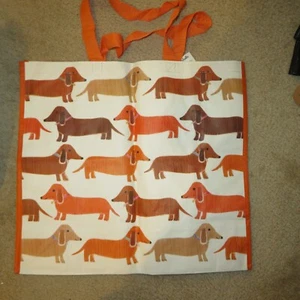 Bolso de compras reciclable reutilizable para perros Dachshund diseño geométrico perro nuevo con etiquetas - Imagen 1 de 3