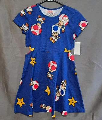 Nintendo Super Mario Toad  Dress W/ Side Cutout - Girls sizes XS to XL! - Image 1 of 4