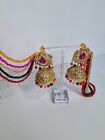 Indian Pakistani Jewellery Jhumka Earrings - Multicoloured With Gold