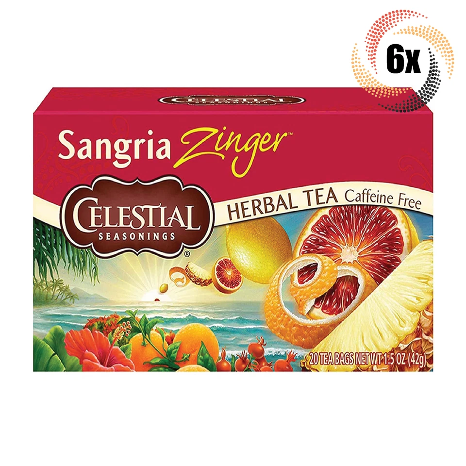 Celestial Herbal Tea Sangria Zinger Bags 20 Count Ship