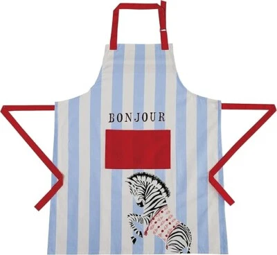 Delantal Bonjour de cebra artesanal de Pekín, 34 pulgadas de largo, algodón Foto 1 de 4