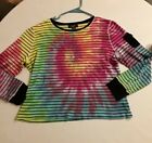 Ladies Chaps Classics Pin Striped Long Sleeve Tie Dye Upcycled Pullover Pxl Top