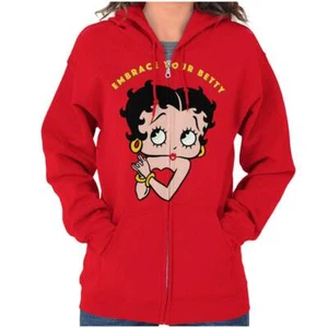 Cute Embrace Your Betty Boop Vintage Cartoon Womens Zip Hooded Sweatshirt Hoodie - Picture 1 of 8