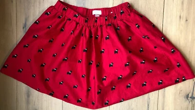 The Childrens Place 女孩红色裙子 Wt 黑色苏格兰狗 尺寸 10/12 有衬里 二手状况完好! — 第 1/4 张图片