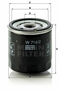 MANN-FILTER W 714/2 Oil Filter for ALFA ROMEO,AUTOBIANCHI,FIAT,FSO,INNOCENTI,LAN Foto 1 de 1